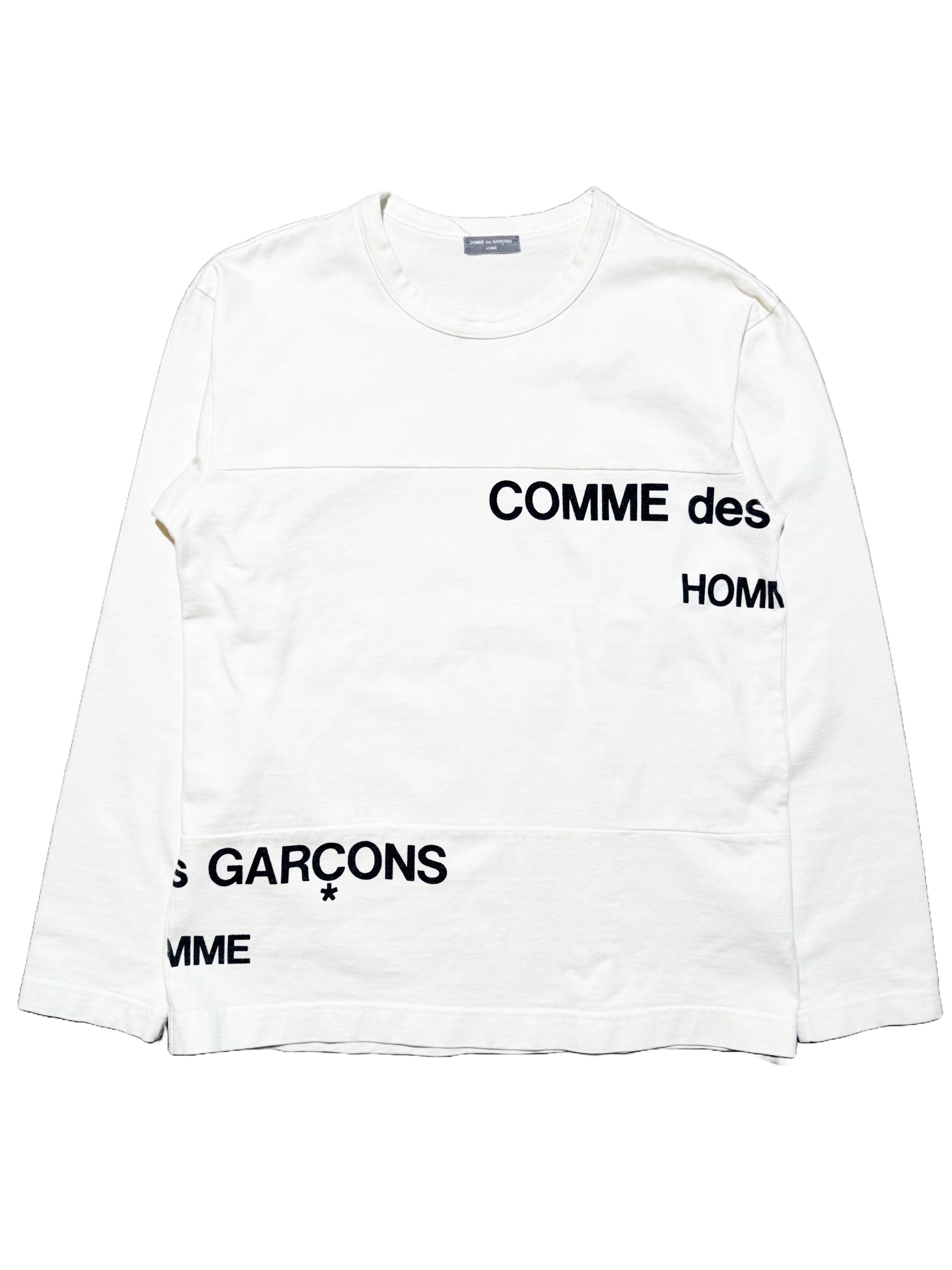 Comme Des Garçons Homme AW01 White Split Logo Long sleeve